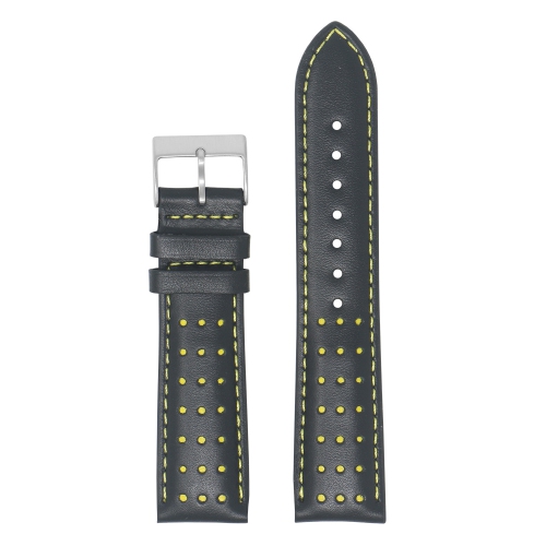 DASSARI  Perforated Leather Racing Watch Band Strap for Samsung Galaxy Watch 3 - 20MM - for 41MM Galaxy Watch3 - Black & In Yellow
