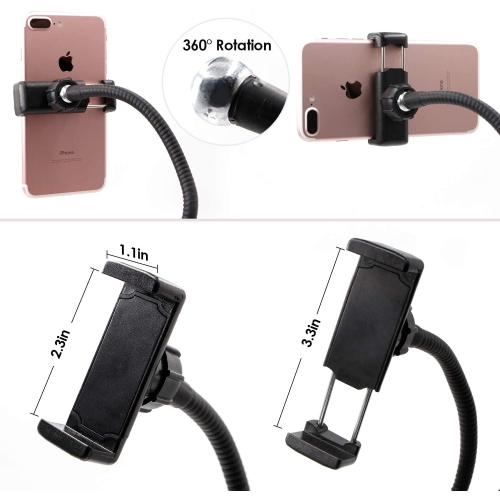 Selfie Ring Light with Cell Phone Holder,Selfie Light Stand Led Desk Lamp Mobile Phone Clip Holder for Bedroom, Office, Kitchen, Bathroom Live Stream