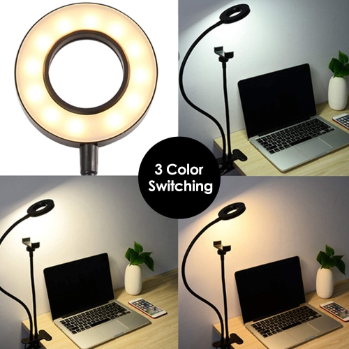 Selfie Ring Light with Cell Phone Holder,Selfie Light Stand Led Desk Lamp Mobile Phone Clip Holder for Bedroom, Office, Kitchen, Bathroom Live Stream