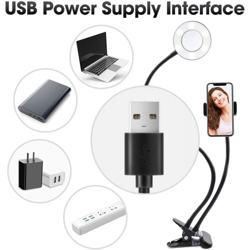 Selfie Ring Light with Cell Phone Holder,Selfie Light Stand Led Desk Lamp Mobile Phone Clip Holder for Bedroom, Office, Kitchen, Bathroom Live Stream