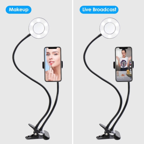 Selfie Ring Light with Cell Phone Holder,Selfie Light Stand Led Desk Lamp Mobile Phone Clip Holder for Bedroom, Office, Kitchen, Bathroom Live Stream