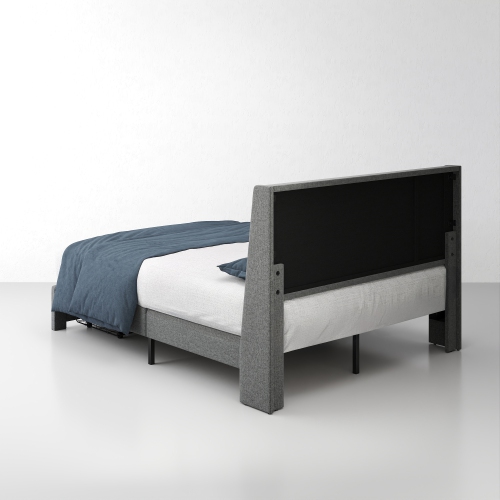 Homy Casa Modern Queen Size Upholstered Bed Frame with Storage Drawers – Grey, No Box Spring Needed