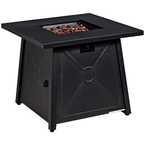 Gymax 30'' Square Gas Fire Pit Table Propane 50,000 BTU Patio Yard w/ Lava Rocks