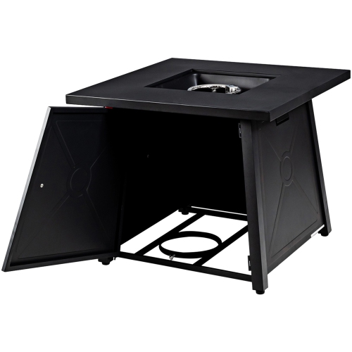 Gymax 30'' Square Gas Fire Pit Table Propane 50,000 BTU Patio Yard w/ Lava Rocks