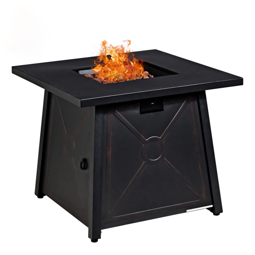 Gymax 30'' Square Gas Fire Pit Table Propane 50,000 BTU Patio Yard w/ Lava Rocks