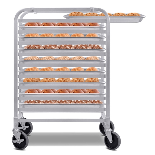 Cuisine commerciale à petits pains à biscuits avec roue de Costway, 10 feuilles, porte-boulangerie en aluminium