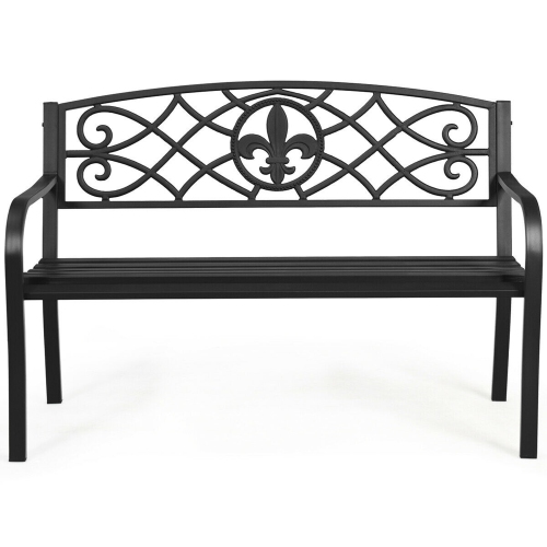 Gymax Garden Bench Loveseat Outdoor Garden Park w/ Steel Frame Backrest