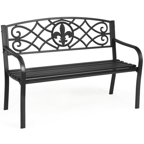 Gymax Garden Bench Loveseat Outdoor Garden Park w/ Steel Frame Backrest