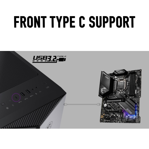 MSI MPG GUNGNIR 110R Mid-Tower PC Gaming Case – Tempered Glass Side Panel – RGB 120mm Fan – Liquid Cooling Support up to 360mm Radiator