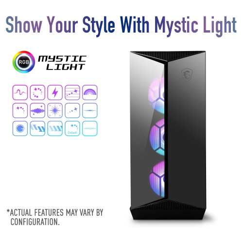 MSI MPG GUNGNIR 110R Mid-Tower PC Gaming Case – Tempered Glass Side Panel – RGB 120mm Fan – Liquid Cooling Support up to 360mm Radiator