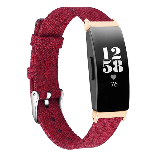 STRAPSCO  Canvas Watch Band Strap for Fitbit Inspire & Inspire Hr - Short-Medium - In Red