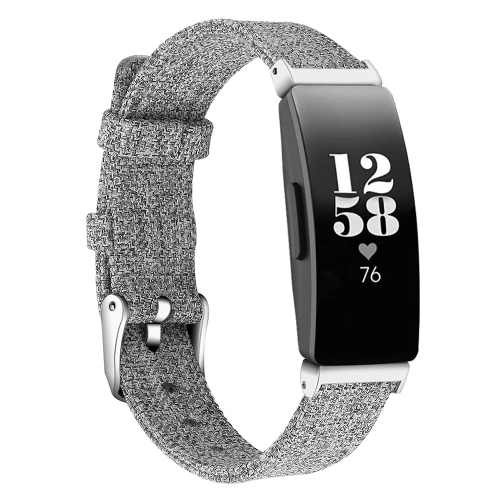 StrapsCo Bracelet de montre en toile pour Fitbit Inspire - Court-Moyen - Gris