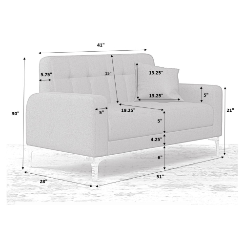 ViscoLogic MOCA [Condo Furniture] Mid-Century Tufted Style Fabric Upholstered Modern Living Room Sofa