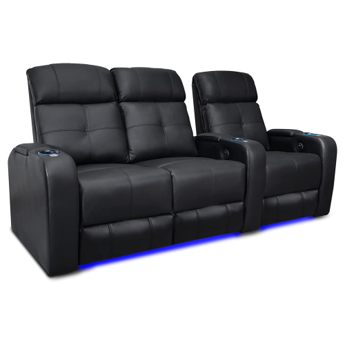 Valencia Verona Home Theater Seating | Premium Top Grain Italian 9000 Leather, Power Recliner, Power Headrest, LED Lighting