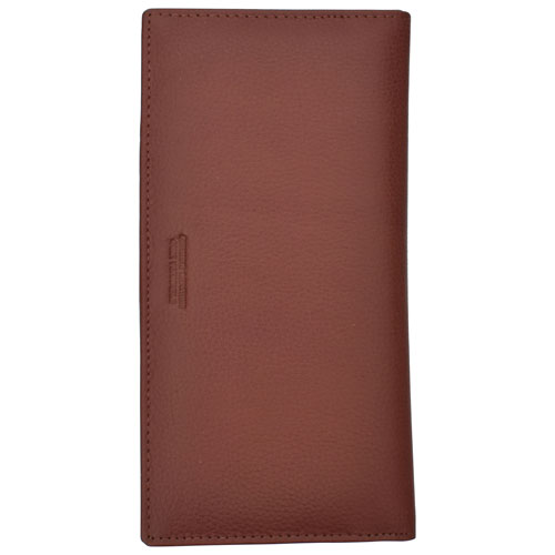 Portefeuille à chéquier en cuir véritable à blocage RFID de Club Rochelier - Brun