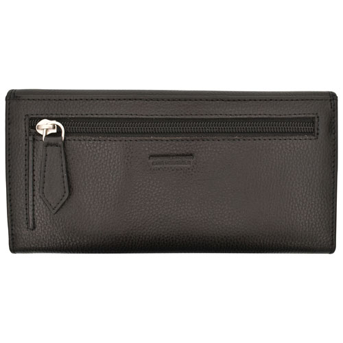 Portefeuille avec support à chéquier en cuir véritable de Club Rochelier - Noir