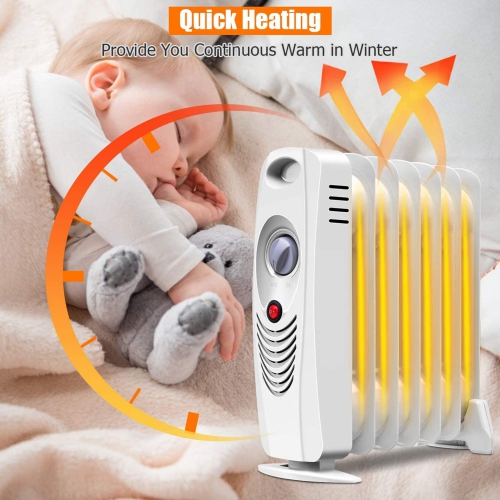 Gymax 700W Oil Filled Space Heater Radiator w/ Adjustable Thermostat Home Office