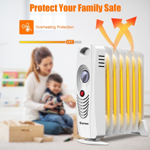 Gymax 700W Oil Filled Space Heater Radiator w/ Adjustable Thermostat Home Office