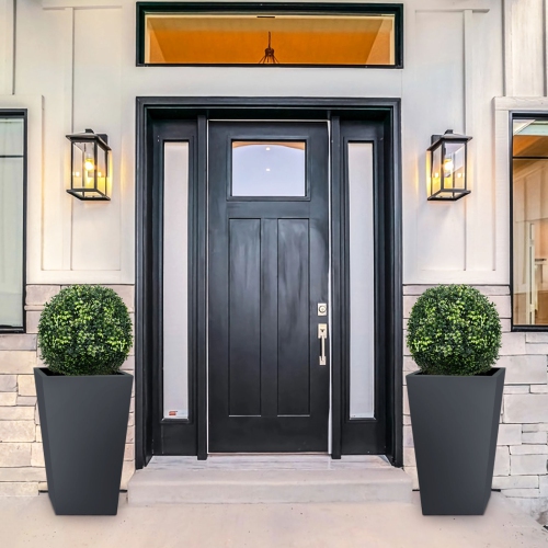 Costway 2PC 22'' Artificial Boxwood Topiary Ball Tree Office Garden Patio Desk Decoration