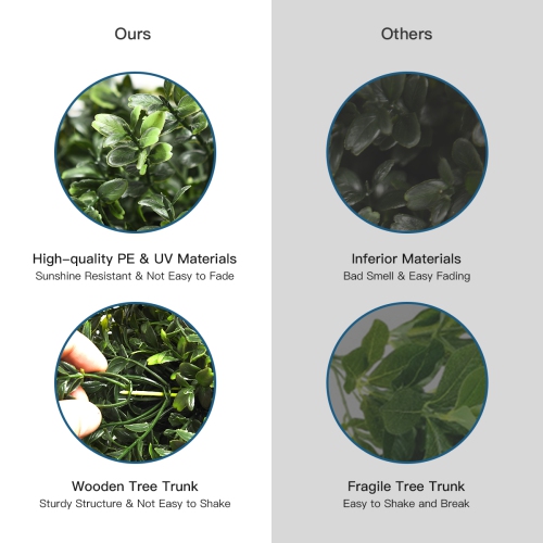 Costway 2PC 22'' Artificial Boxwood Topiary Ball Tree Office Garden Patio Desk Decoration