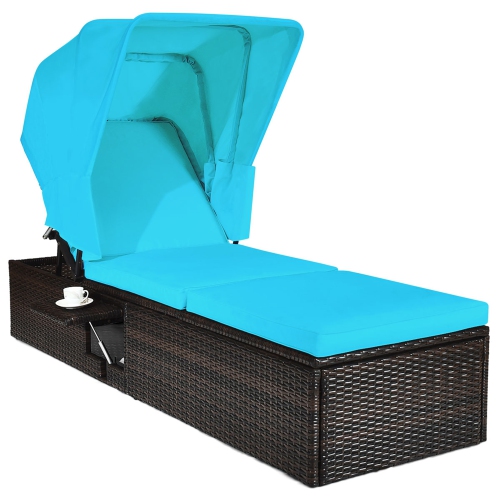 Gymax Rattan Patio Chaise Lounge Chair W Adjustable Canopy Turquoise Cushion Best Canada - Chaise Lounge Chair Cushions Canada Gymax Rattan Patio Chaise Lounge Chair W Adjustable Canopy Turquoise Cushion Best Canada - Chaise Lounge Chair Cushions Canada