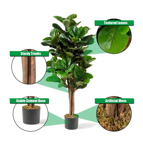 Costway 5ft Artificial Fiddle Leaf Fig Tree Indoor Outdoor Office Decorative Planter