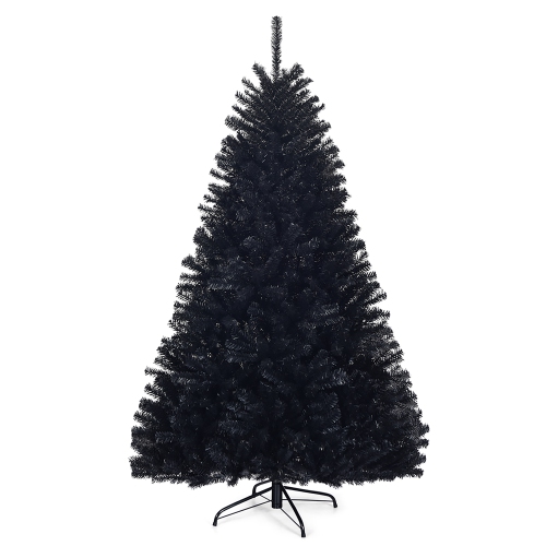 COSTWAY  Hinged Artificial Halloween Christmas Tree Full Tree W/ Metal Stand