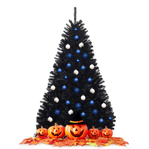 Costway Hinged Artificial Halloween Christmas Tree Full Tree w/ Metal Stand