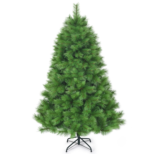 Costway 6 ft Hinged Artificial Christmas Tree Holiday Decoration w/ Foldable Metal Stand