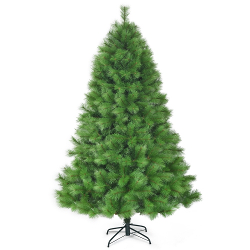 Costway 7 ft Hinged Artificial Christmas Tree Holiday Decoration w/ Foldable Metal Stand