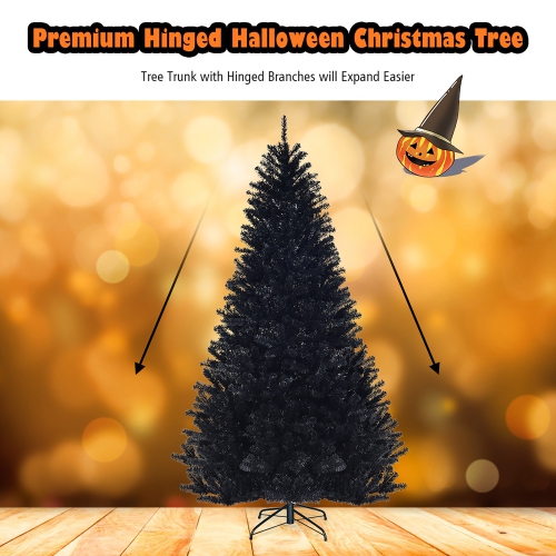 Costway Hinged Artificial Halloween Christmas Tree Full Tree w/ Metal Stand