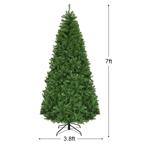Costway 7Ft Pre-Lit Artificial Christmas Tree Premium Hinged w/ 500 LED Lights & Stand
