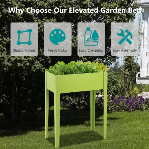Costway 24'' x12'' Outdoor Elevated Garden Plant Stand Raised Tall Flower Bed Box