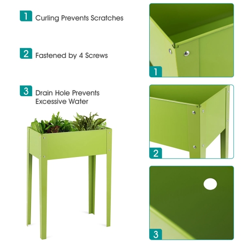 Costway 24'' x12'' Outdoor Elevated Garden Plant Stand Raised Tall Flower Bed Box