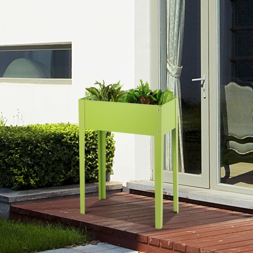 Costway 24'' x12'' Outdoor Elevated Garden Plant Stand Raised Tall Flower Bed Box