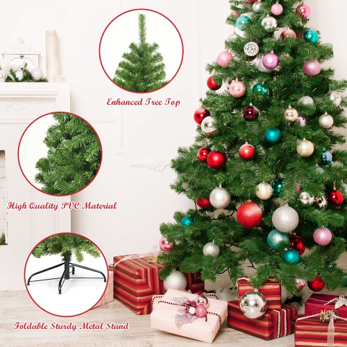 Costway Unlit Hinged PVC Artificial Christmas Tree Premium Spruce Tree