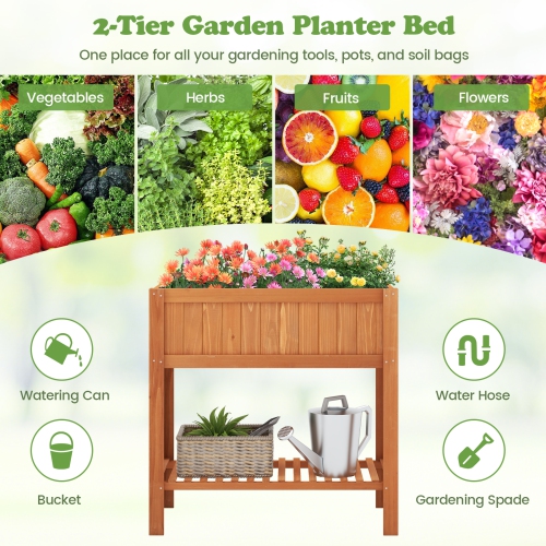 COSTWAY Jardinière Extérieur Dimension119x57x90 CM en Bois Potager sur Pied en Bois Outil Génial en Plein Air
