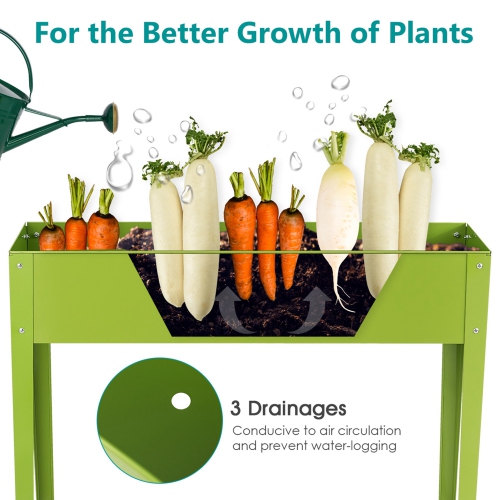 Costway 24" x11" Outdoor Elevated Garden Plant Stand Raised Tall Flower Bed Box