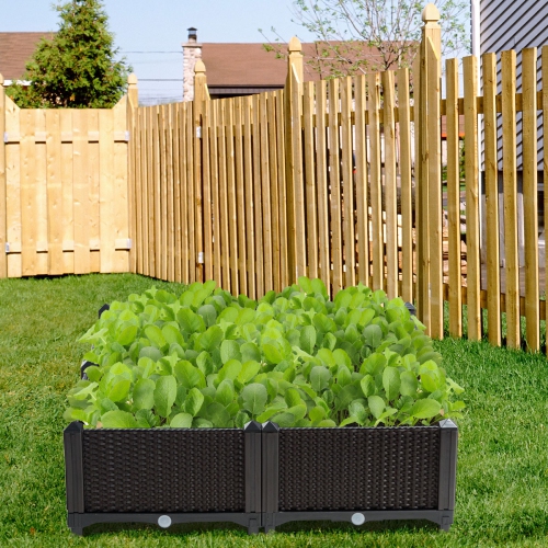 Costway Set of 4 Raised Garden Bed Elevated Flower Vegetable Herb Grow Planter Box