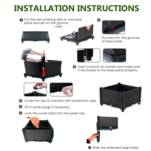Costway Set of 4 Raised Garden Bed Elevated Flower Vegetable Herb Grow Planter Box
