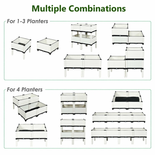Costway Set of 4 Raised Garden Bed Elevated Flower Vegetable Herb Grow Planter Box