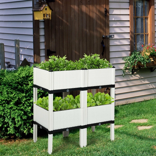 Costway Set of 4 Raised Garden Bed Elevated Flower Vegetable Herb Grow Planter Box