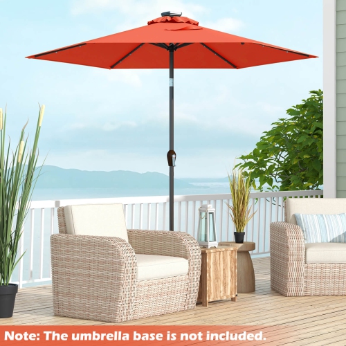 Costway 9FT Patio Solar Umbrella LED Steel Tilt W/ Crank