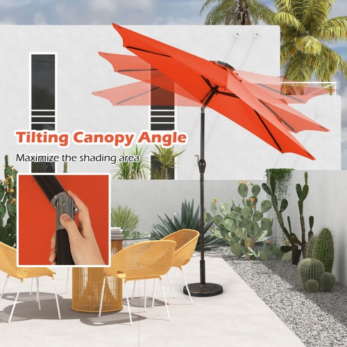 Costway 9FT Patio Solar Umbrella LED Steel Tilt W/ Crank