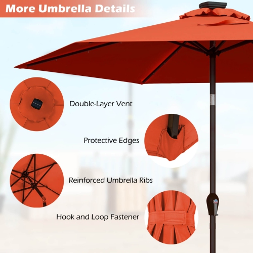 Costway 9FT Patio Solar Umbrella LED Steel Tilt W/ Crank