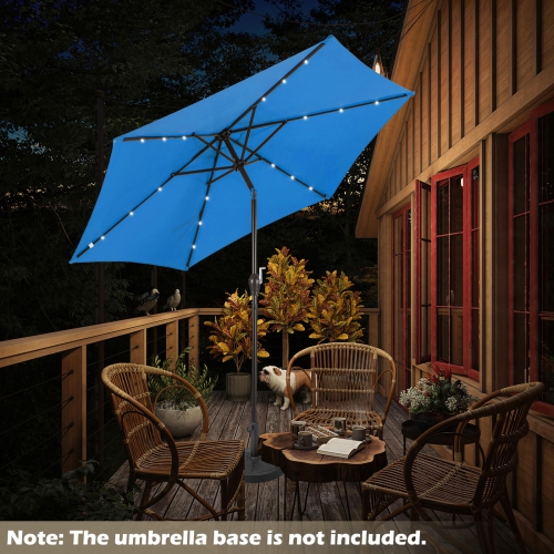Costway 9FT Patio Solar Umbrella LED Steel Tilt W/ Crank