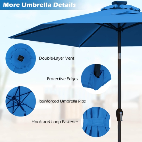 Costway 9FT Patio Solar Umbrella LED Steel Tilt W/ Crank