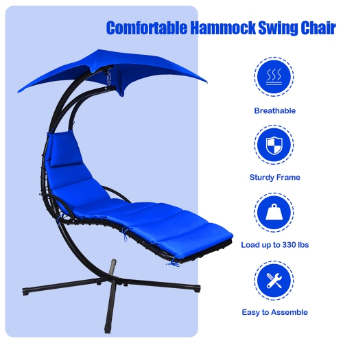 Costway Hanging Swing Chair Hammock Chair w/ Pillow Canopy Stand