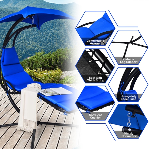 Costway Hanging Swing Chair Hammock Chair w/ Pillow Canopy Stand