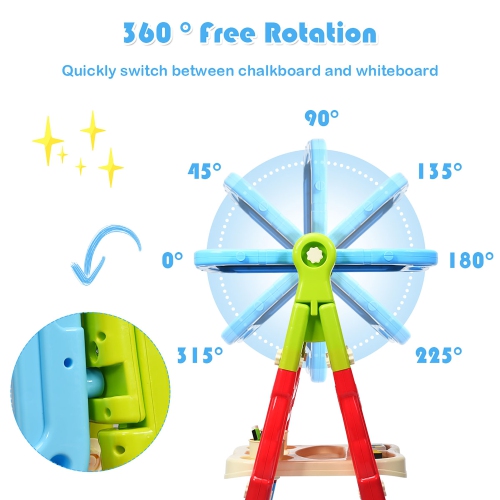 Costway Height Adjustable Kids Art Easel Magnetic Double Sided Board w/ Accessories